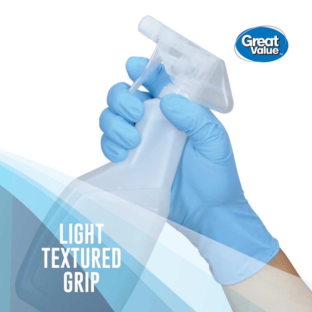 Great Value Nitrile Disposable Gloves, One Size, 100 Ct