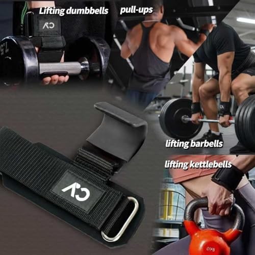 Weight Lifting Hooks (Pair) for Deadlifts, Pull Ups, Rows & One Size Black