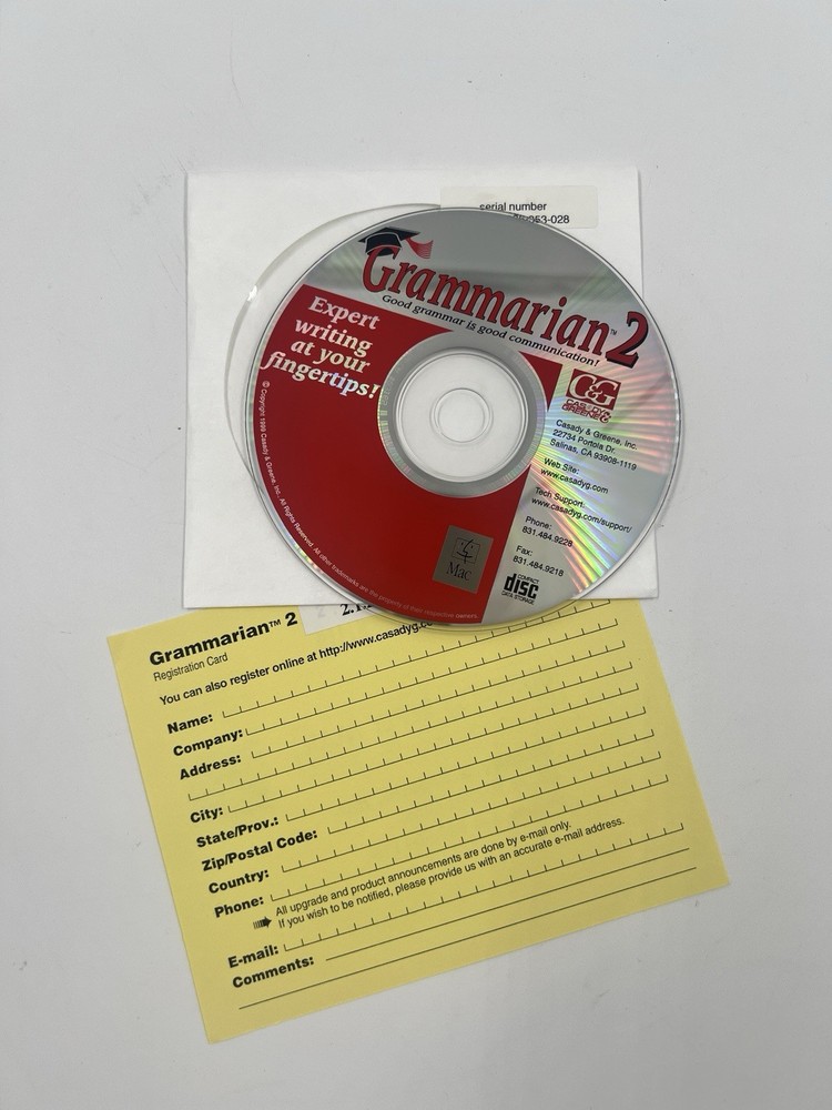 Grammarian 2 For Mac iMac CD-ROM Vintage Grammar Software Program By David Long