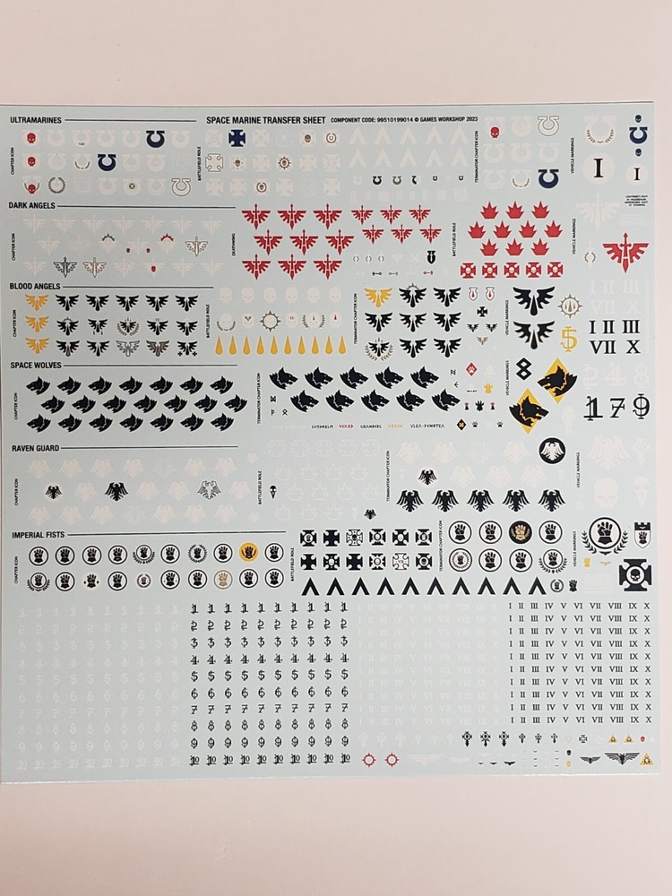 Space Marines Transfer Sheet, Decals, Leviathan, Warhammer 40k
