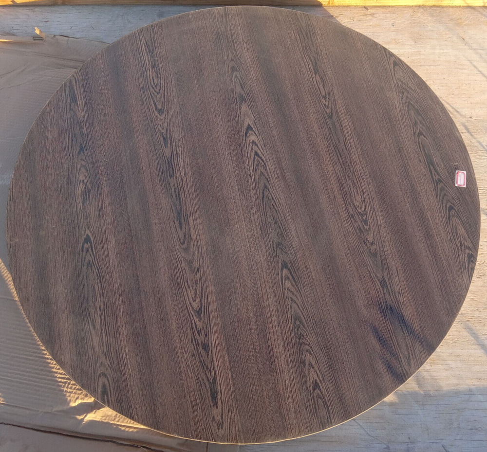 36'' Round Dark Walnut Woodgrain Look Restaurant Table Top Laminate Reversible