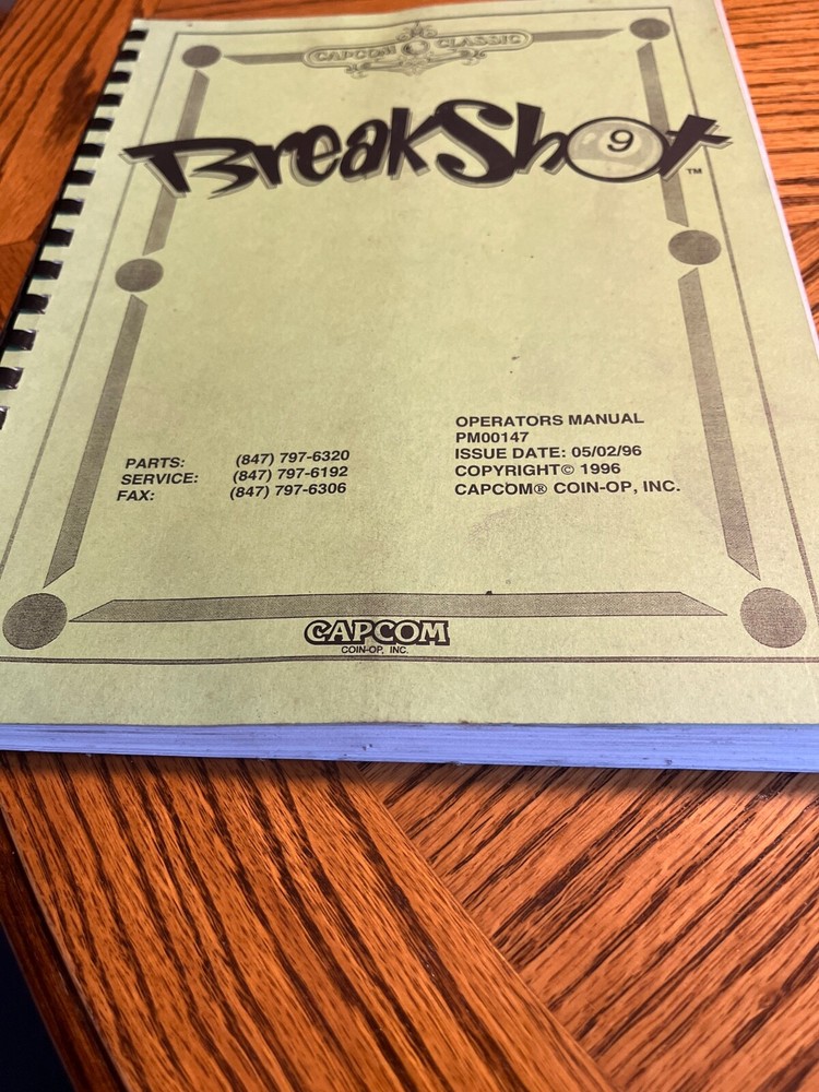 Break Shot Pinball Manual Original