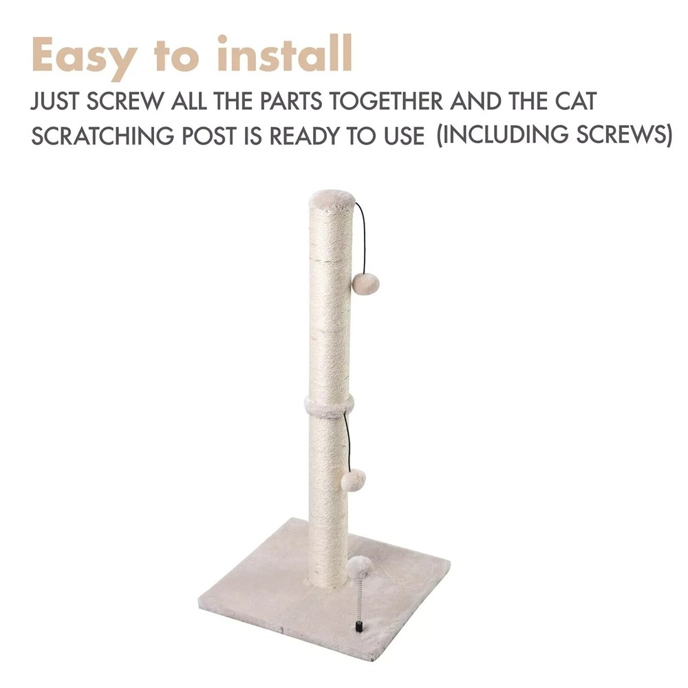 MECOOL 34” Tall Cat Scratching Post Premium Basics Kitten Scratcher Gray