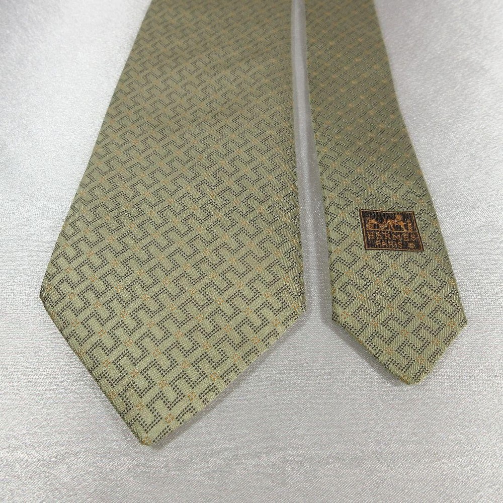 Hermes H pattern silk tie