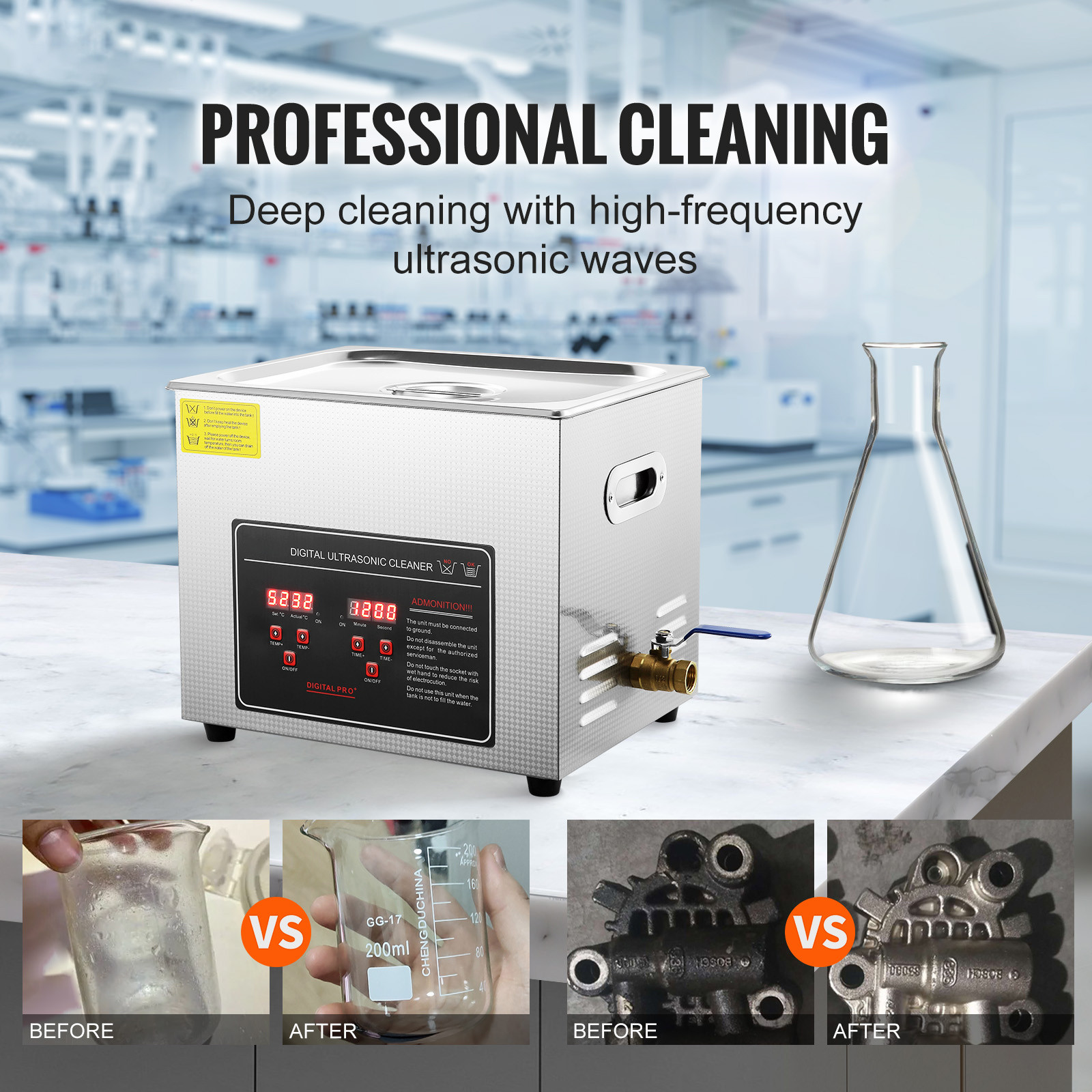 10L Ultrasonic Cleaner with Timer Heating Machine Digital Sonic Cleaner