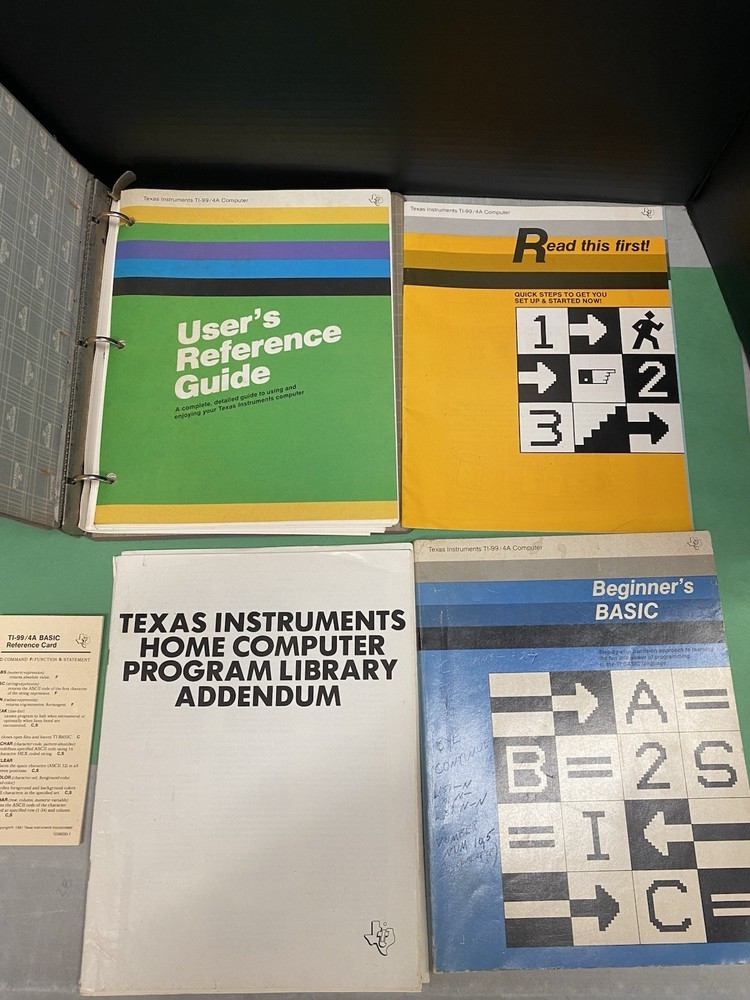 Vintage Texas Instruments TI-99/4A Computer Beginners Basic Book User Guides Etc