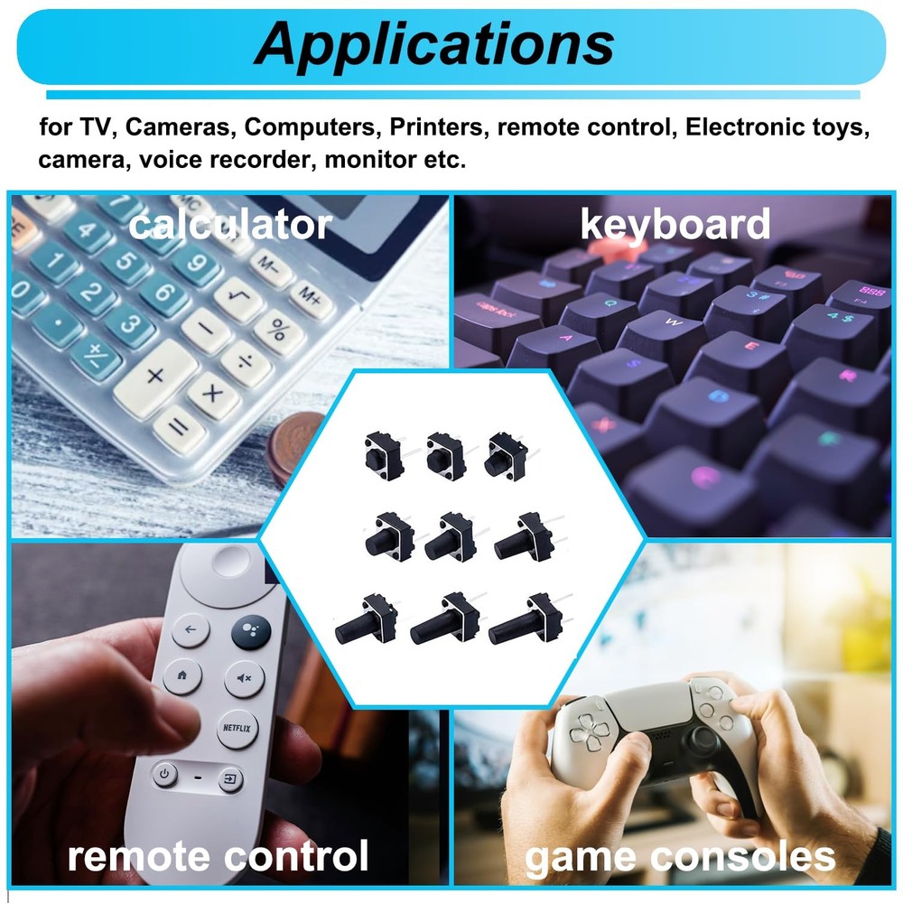 TWTADE 90PCS 2 Pin Tactile Switch Micro Momentary Tact Push Button Switch...