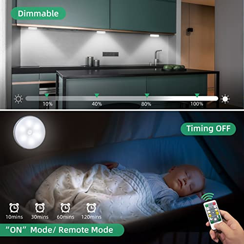 LED Closet Lights Wireless Motion Sensor Puck Light with Remote Control,USB