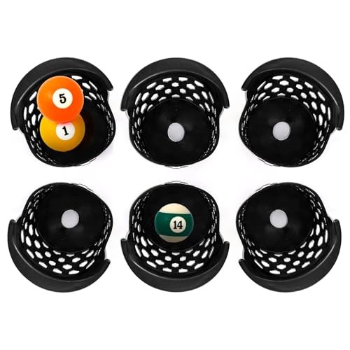 6 Pack Pool Table Pockets, Heavy Duty Billiard Set Including 4 Corner and 2