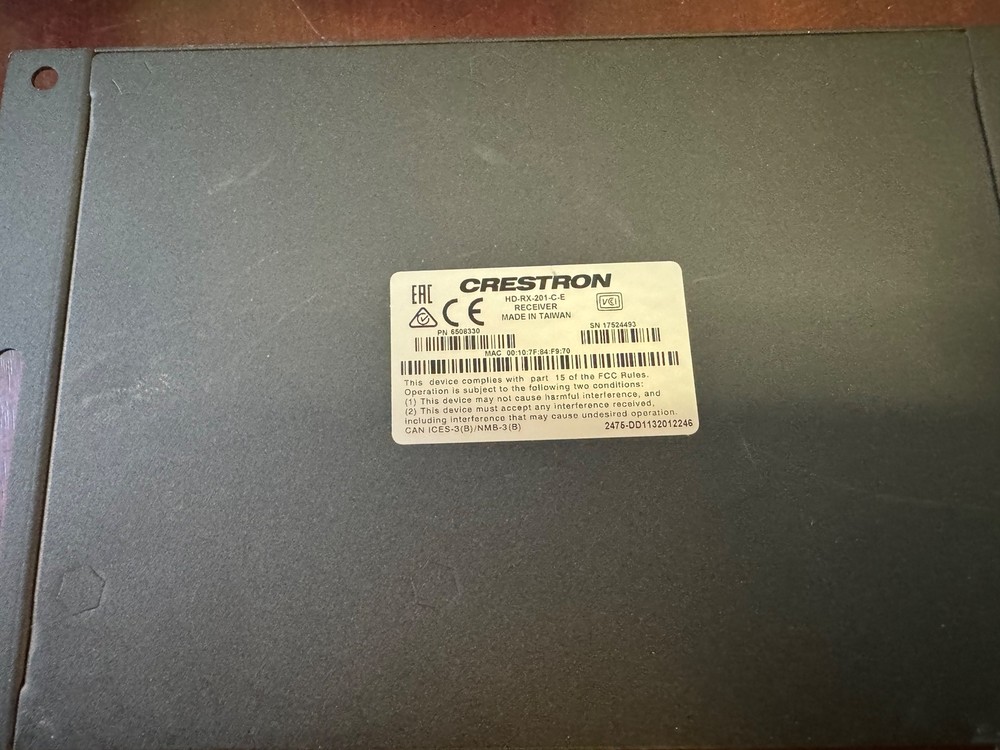 Crestron HD-RX-201-C-E HDMI Multiformat Switch & Receiver