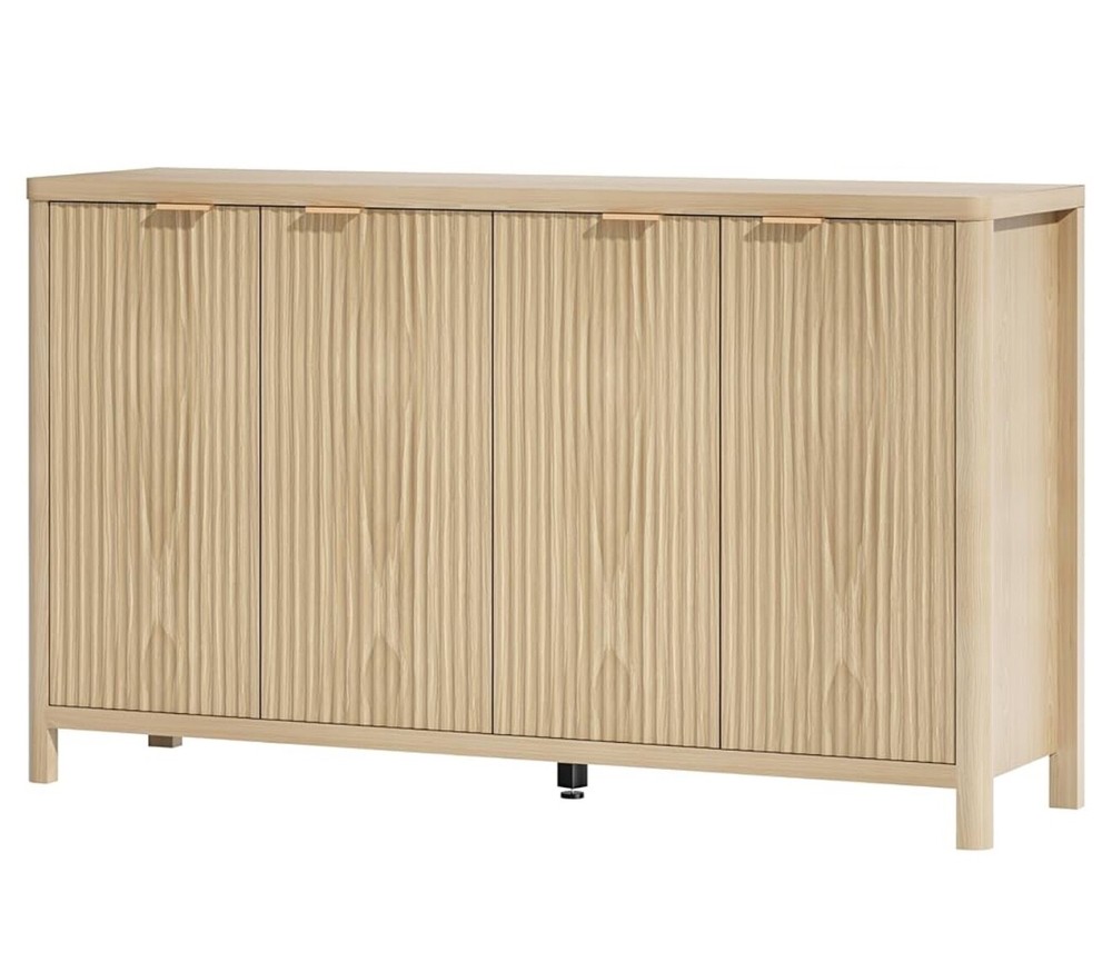 Fluted Storage Cabinet, Multifunctional Sideboard Large Buffet with Adjustable S