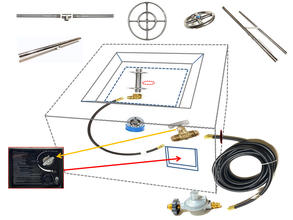 Universal Propane Fire Table Guts Replacement Kit & Lifetime Warranted Burner