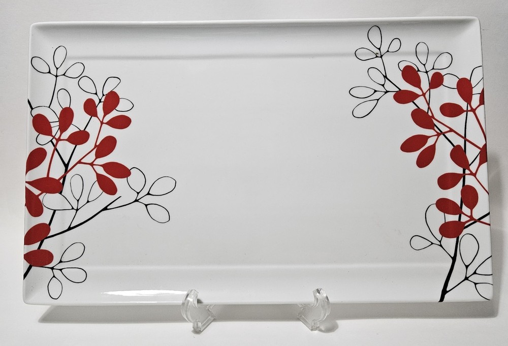 The Cellar Whiteware Red Black White Rectangular Platter