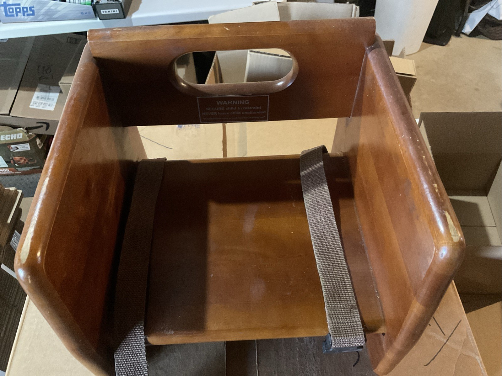 Restaurant Children Booster Seat in Mahogany Wood Finish Commercial USED Read