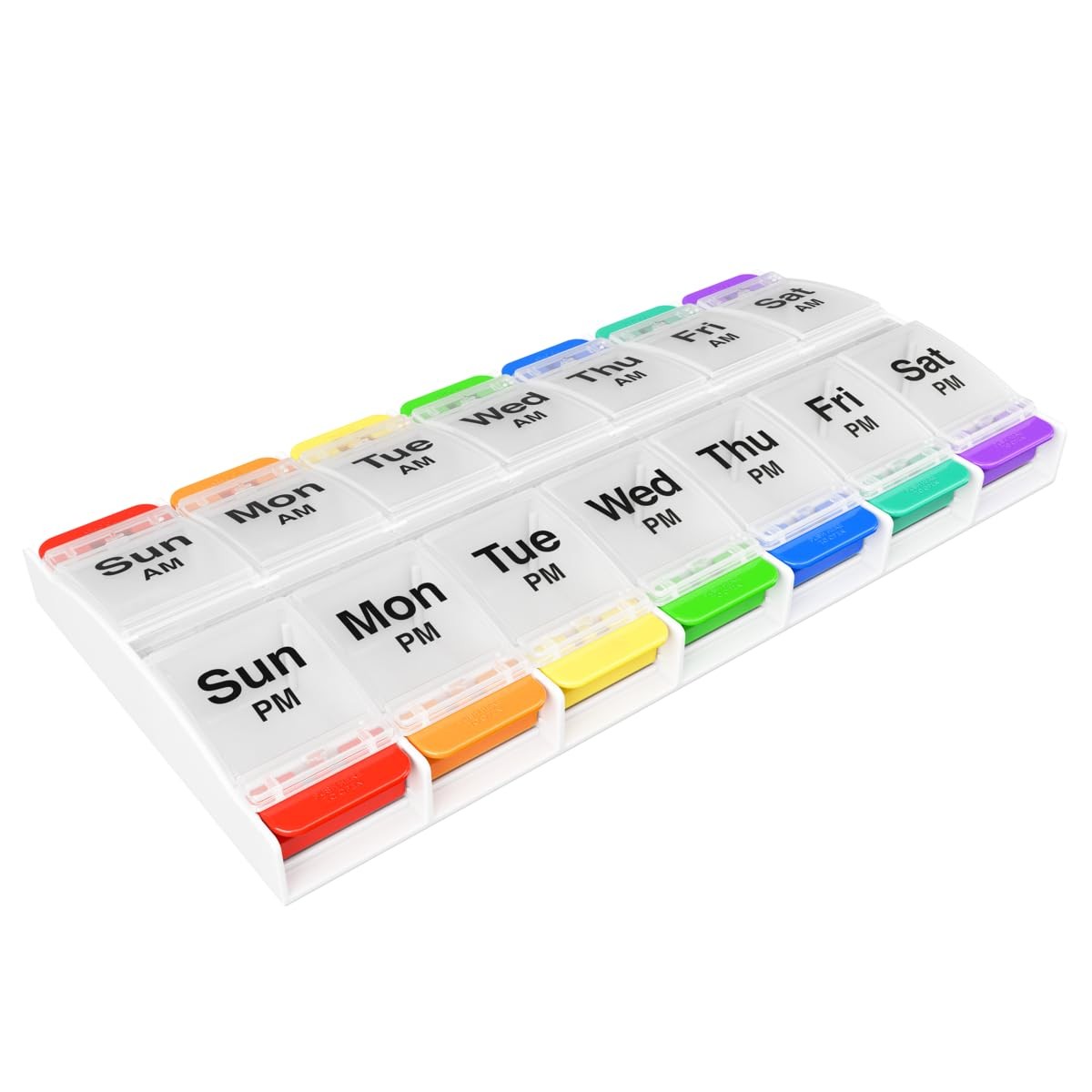 EZY DOSE Push Button (7-Day) Pill Case, Medicine Planner, Vitamin Organizer, 2 T