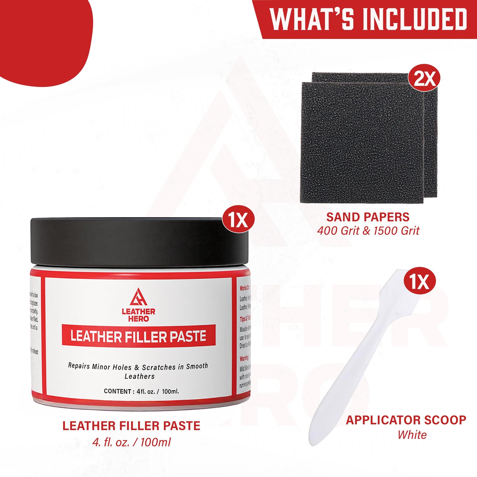 Leather Filler for Filling or Repairing Holes, Tears, Cracks, Scratches, for ...