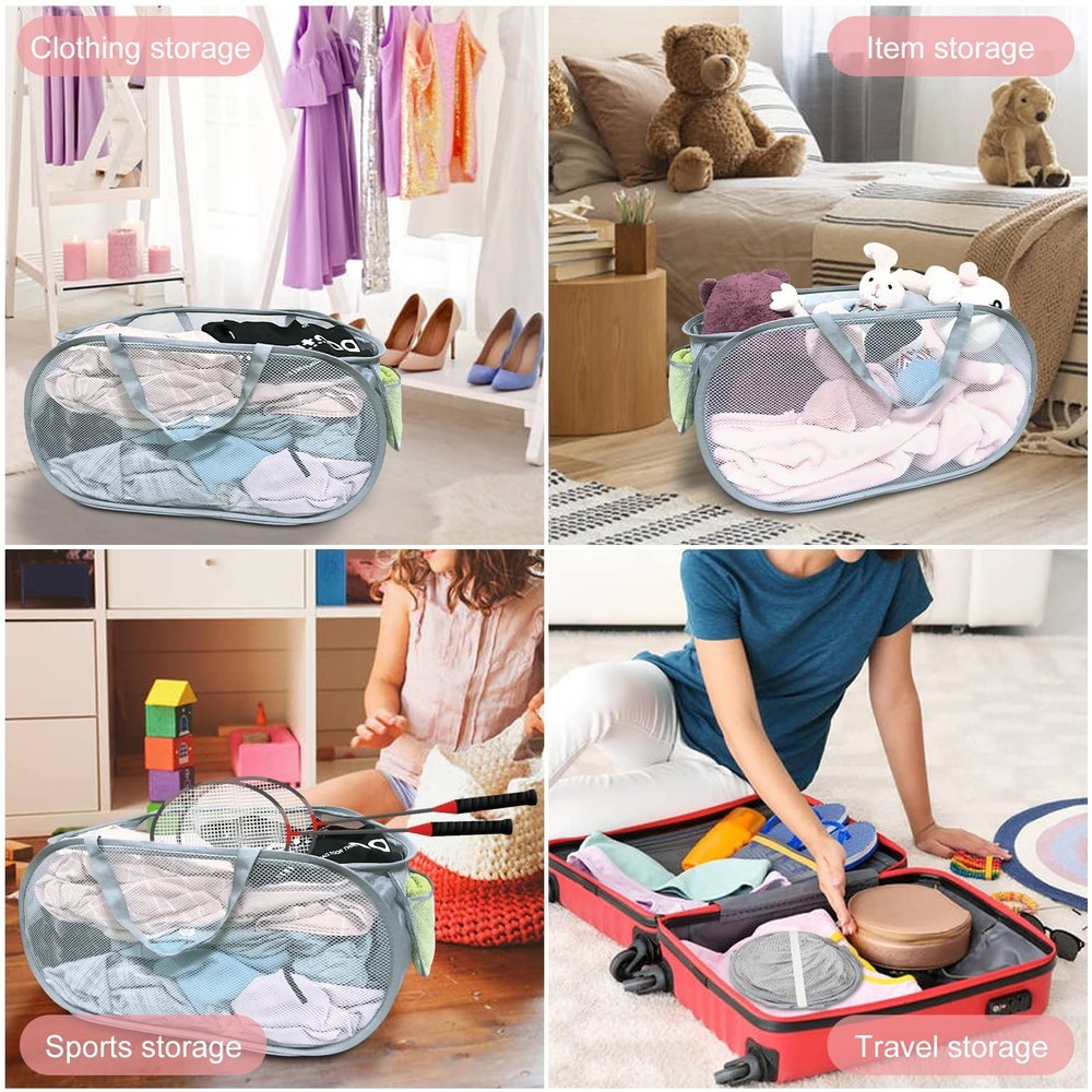 2 PCS Mesh Laundry Hamper,Collapsible Laundry Baskets,75L Large Foldable Dirt...
