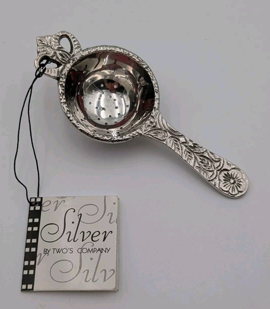 Vintage Ornate Silver Plated Overcup Tea Strainer Cottage Chic Two's Company