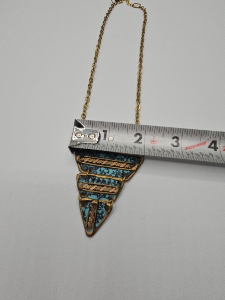 Brass mixed metal MCM Triangular Stacked Bohemian Neckalce