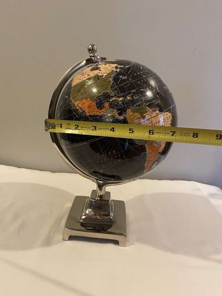 Black Globe with Metal Base Decorative Medium Size Perfect For Table