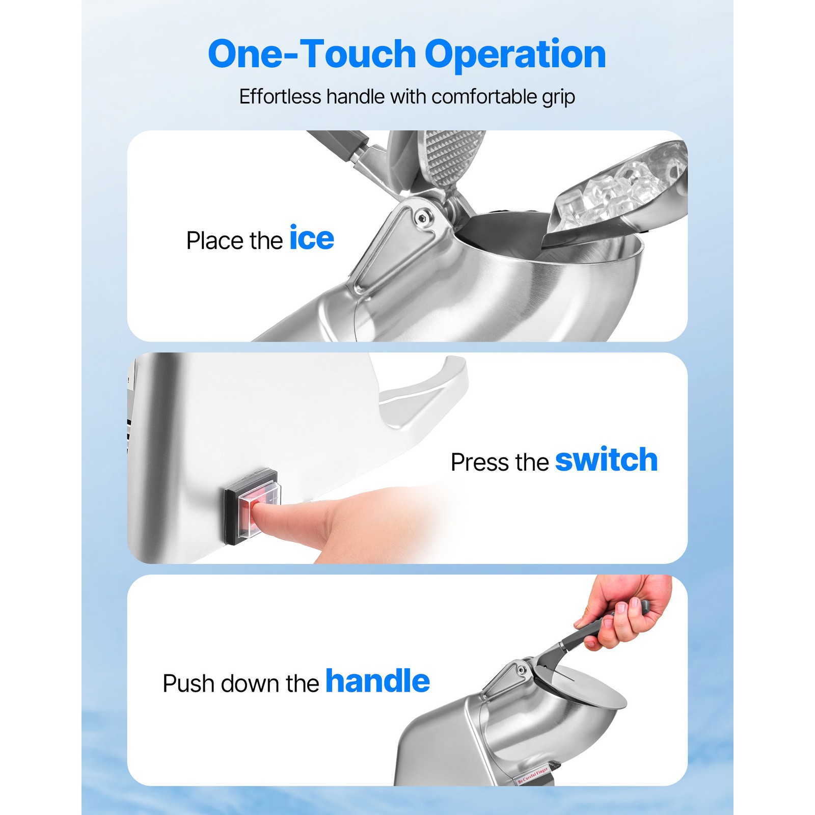 Uimoso Electric Ice Crusher Machine 143LBS/H for Shaved Ice and Snow Cones