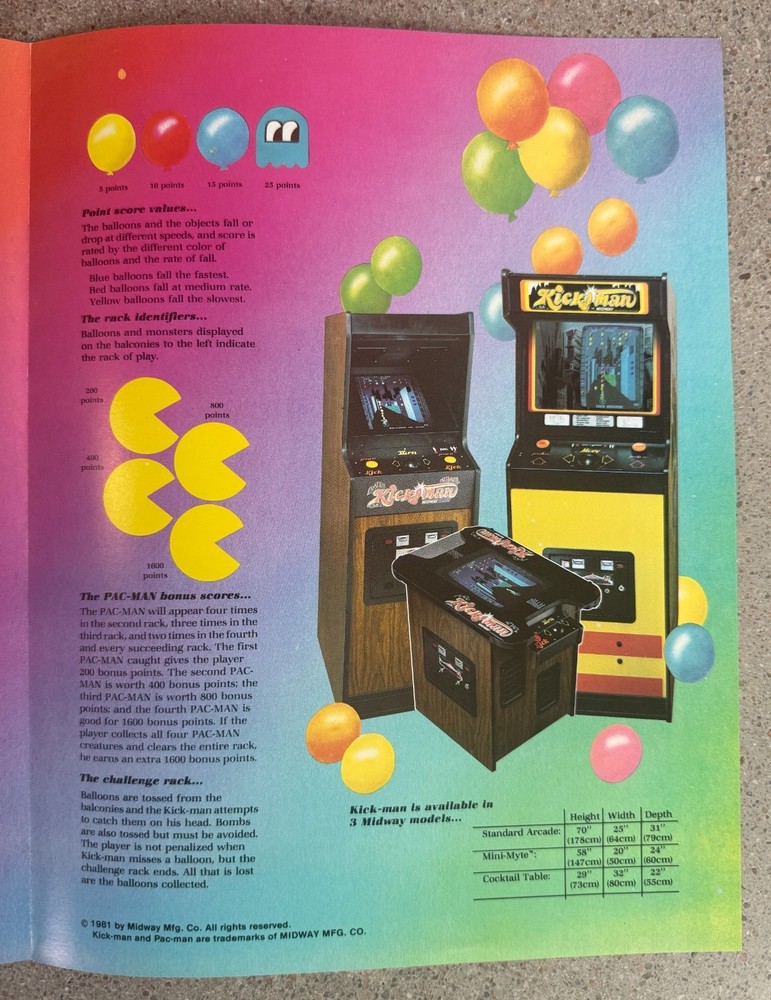 Kick-Man Original Arcade Flyer | 1981 Midway | Excellent Condition