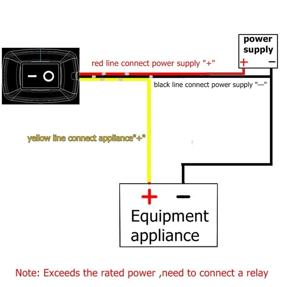 Rocker Toggle Switch DC12V/10A 24V/5A SPST ON-Off Wired LED Paste DIY Switch ...