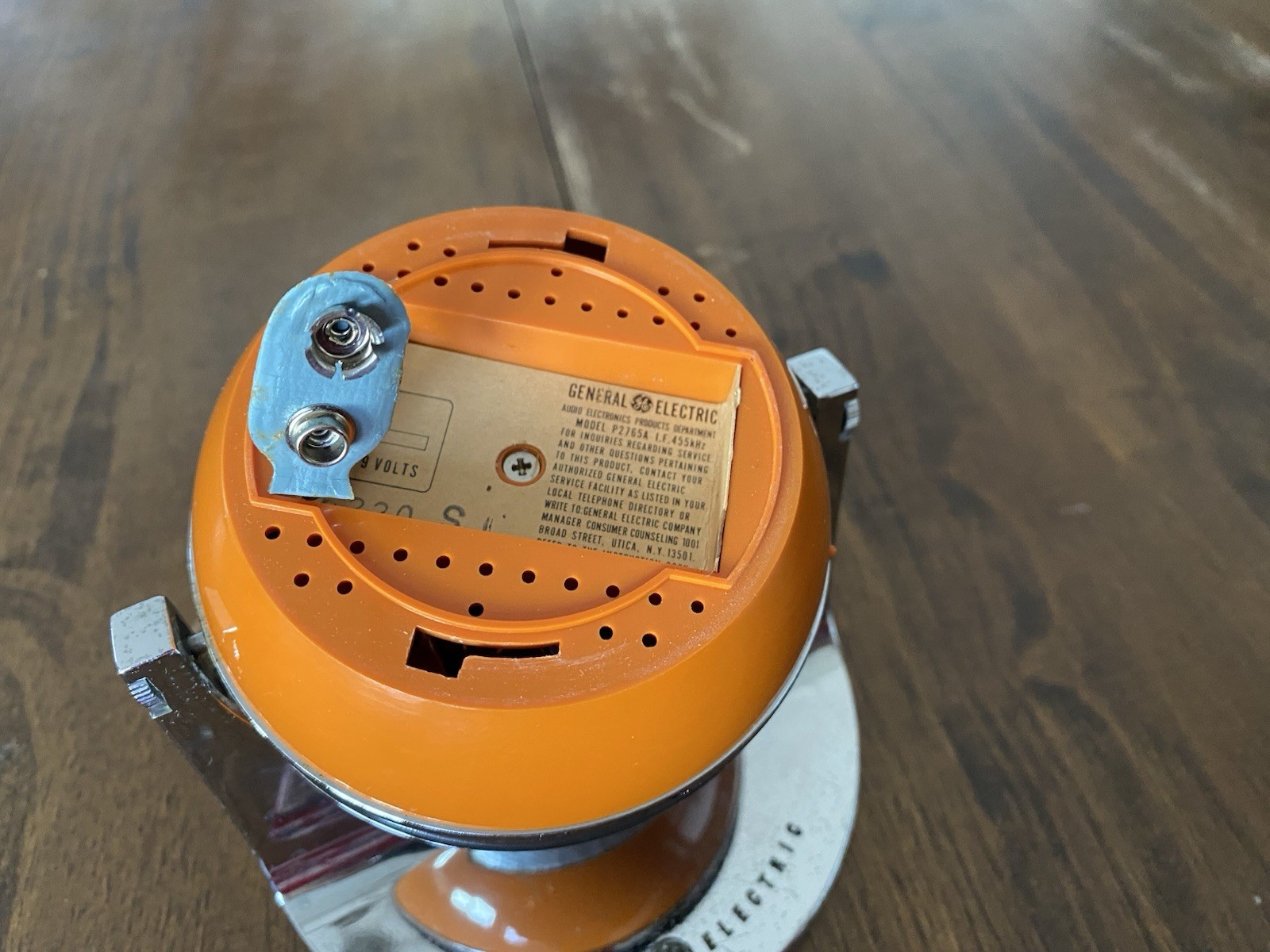 NICE - GE Round Orbiter Orange AM Transistor Radio Works Vintage MCM Rare