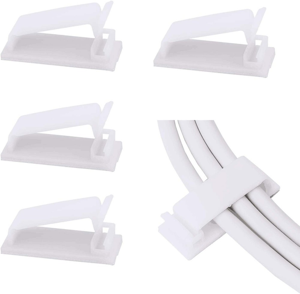 SOULWIT 50Pcs Self-Adhesive Cable Management Clips, White
