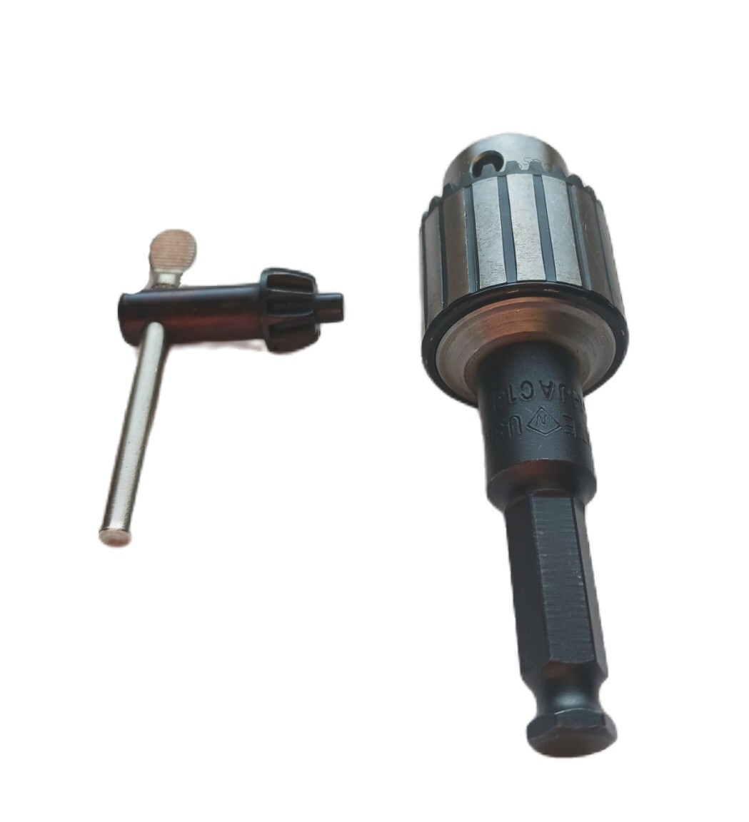 WHITE- 3/8 JACOBS CHUCK WITH 7/16 HEX SHANK DRIVER, LINEMAN USA NEW FREE SHIPING