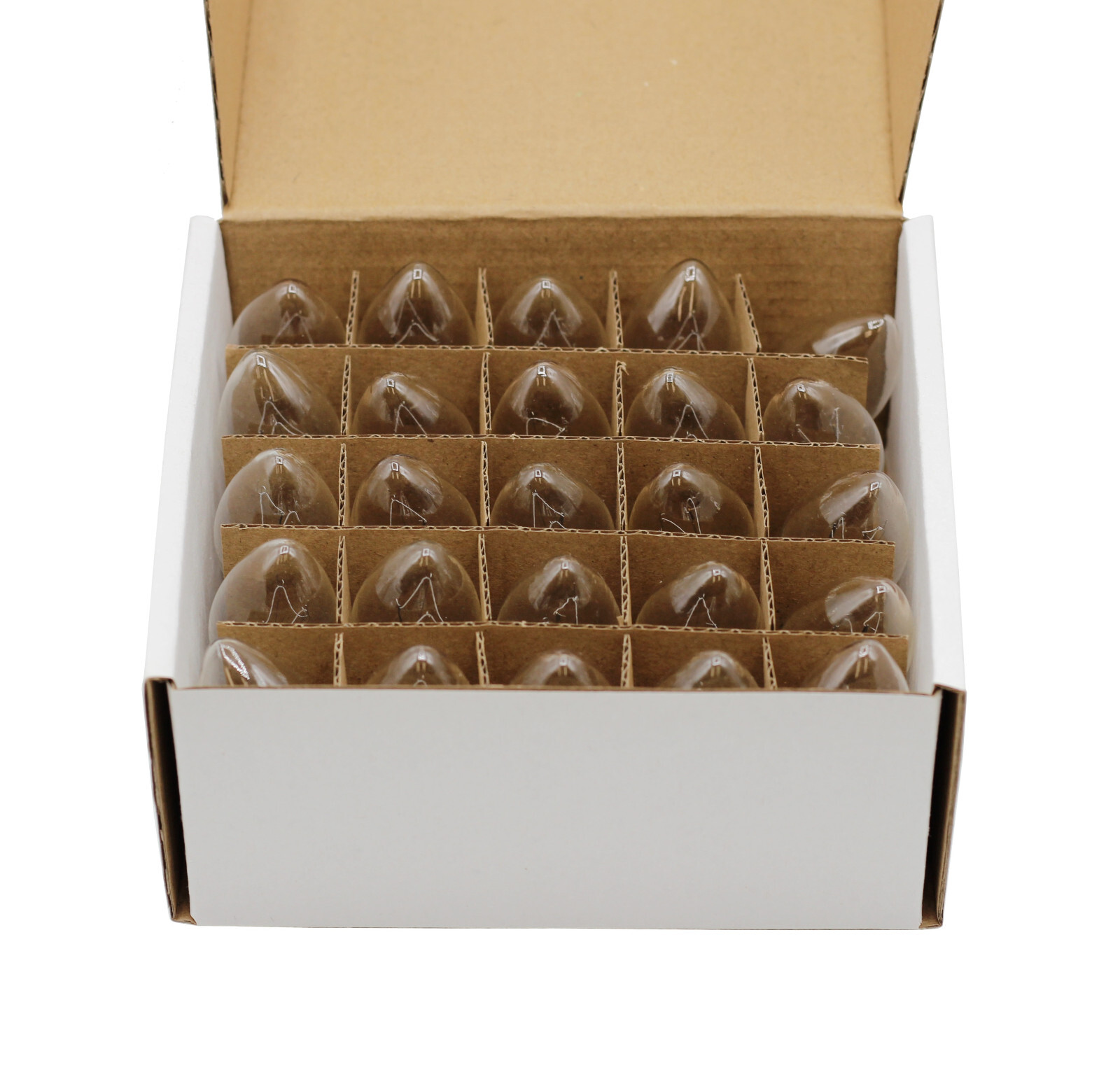 (25 Pack) Night Light Bulbs, C7, Clear, Steady, 4 Watt, Candelabra Base E12