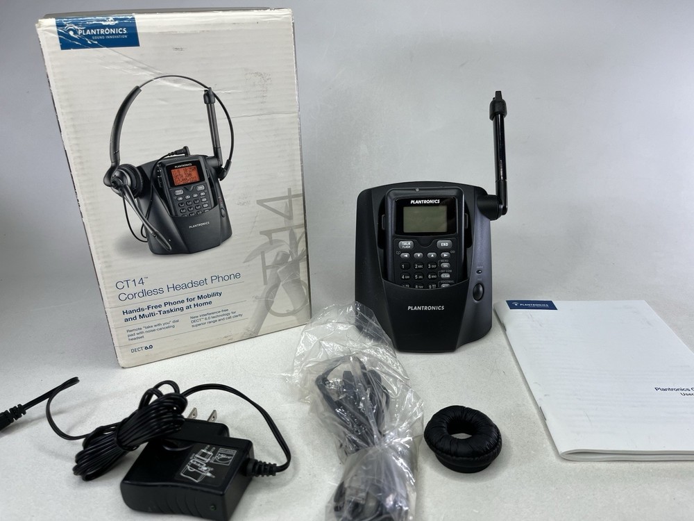 Plantronics CT14 Cordless Headset Phone System Base & Dial Pad Untested