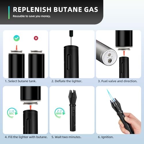 Mini Torch Lighter Straight Flame Bright Fire Small Refillable Butane Lighter