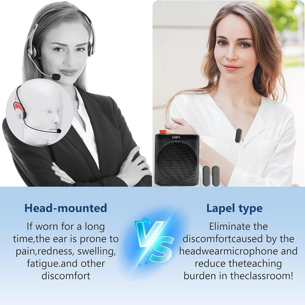 Portable Wireless Voice Amplifier with Two Bluetooth Lavalier Microphone Speaker