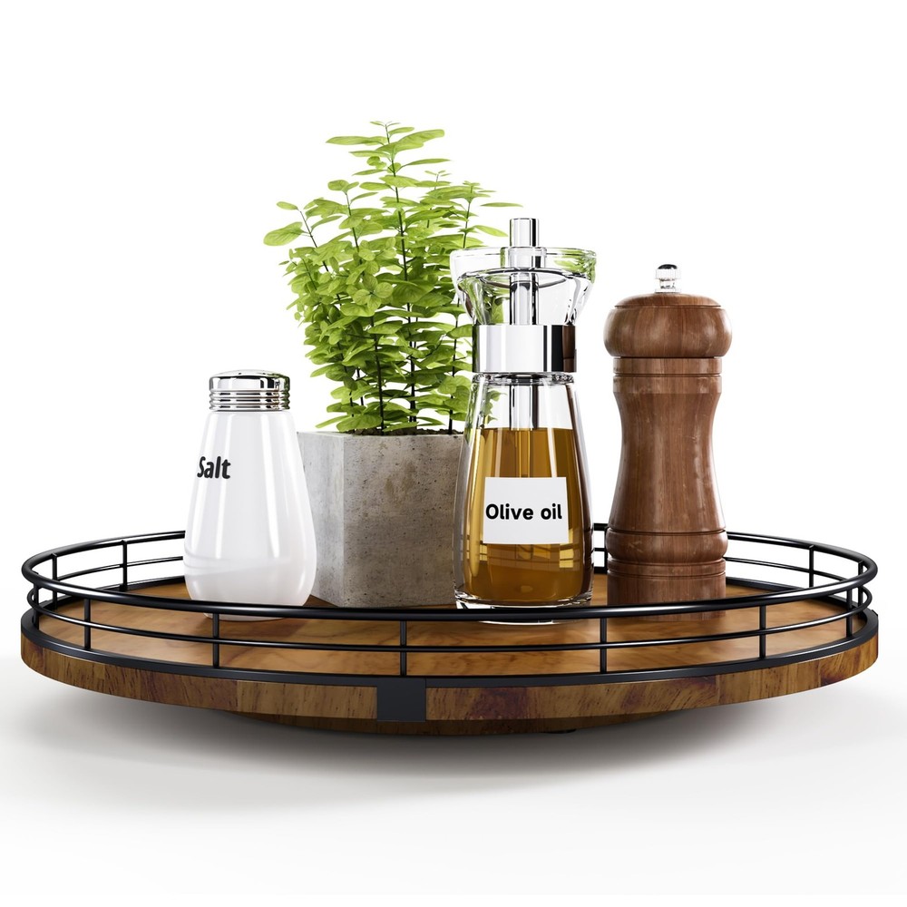 Extra Large Round Oak Lazy Susan for Dining Table  Kitchen Storage Solutions