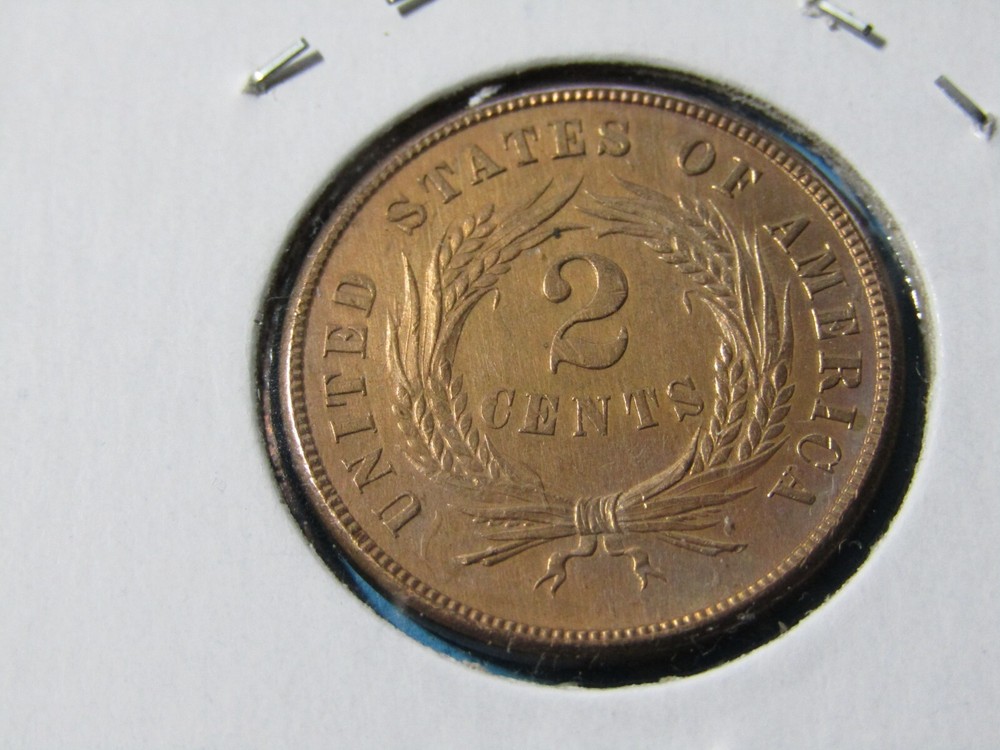 1866-P Two Cent Piece 2C Broadstrike Error - Uncirculated+