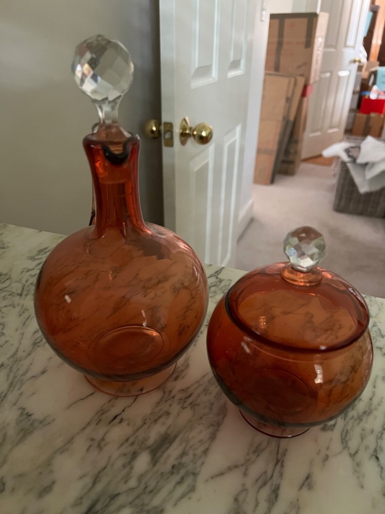 antique carafe and candy box
