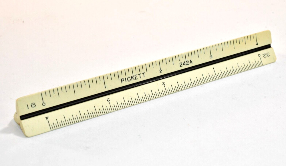 Pickett 242A Architects Mini Scale Scarce Drafting Triangle Tool Ruler 4.75"