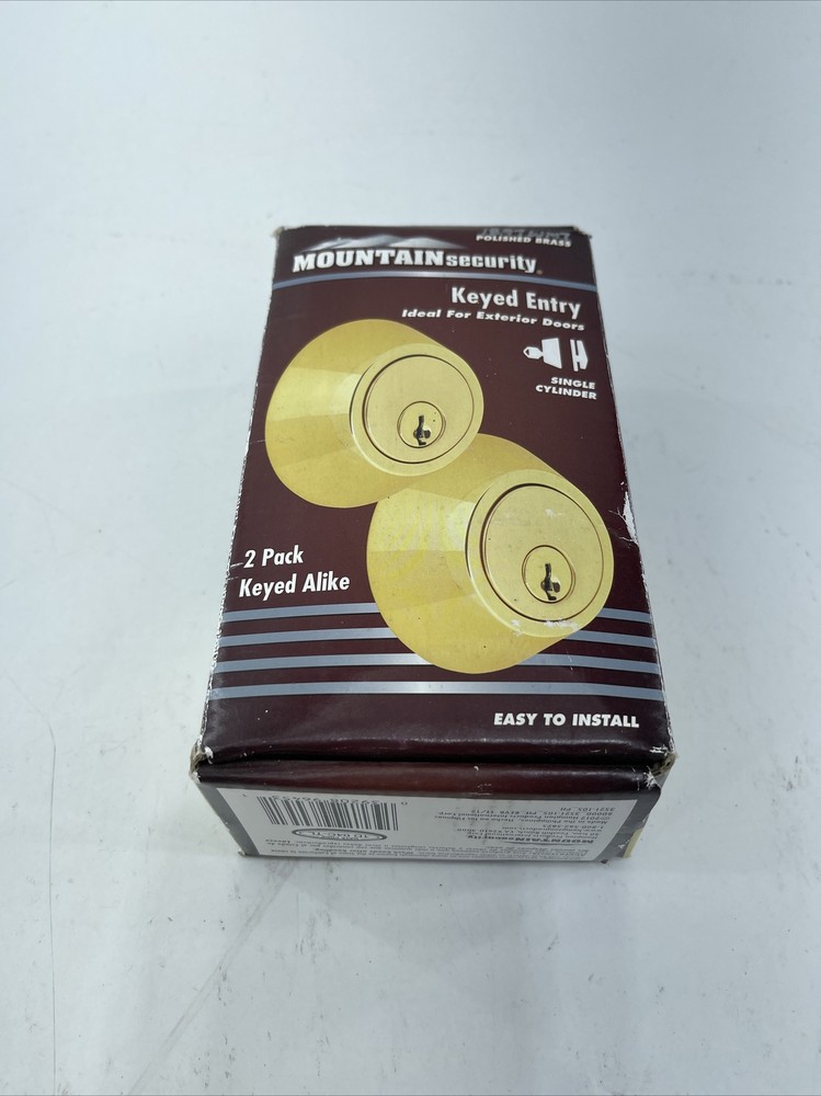 HAMPTON MOUNTAIN SECURITY BOXs,  2 POLISHED BRASS KEYED  DEADBOLT 3501-105 