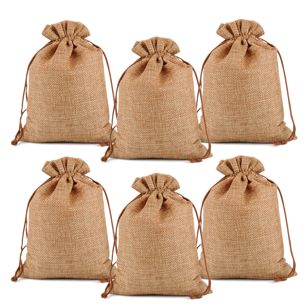 Wholsale! Burlap Gift Bags Drawstring Wedding Favors Hessian Jute Jewelry Pouch