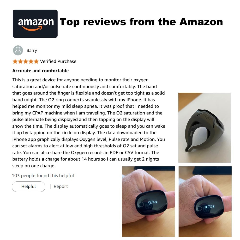 Wellue O2Ring Oxygen Monitor with Vibration Reminder Bluetooth O2 Pulse Oximeter