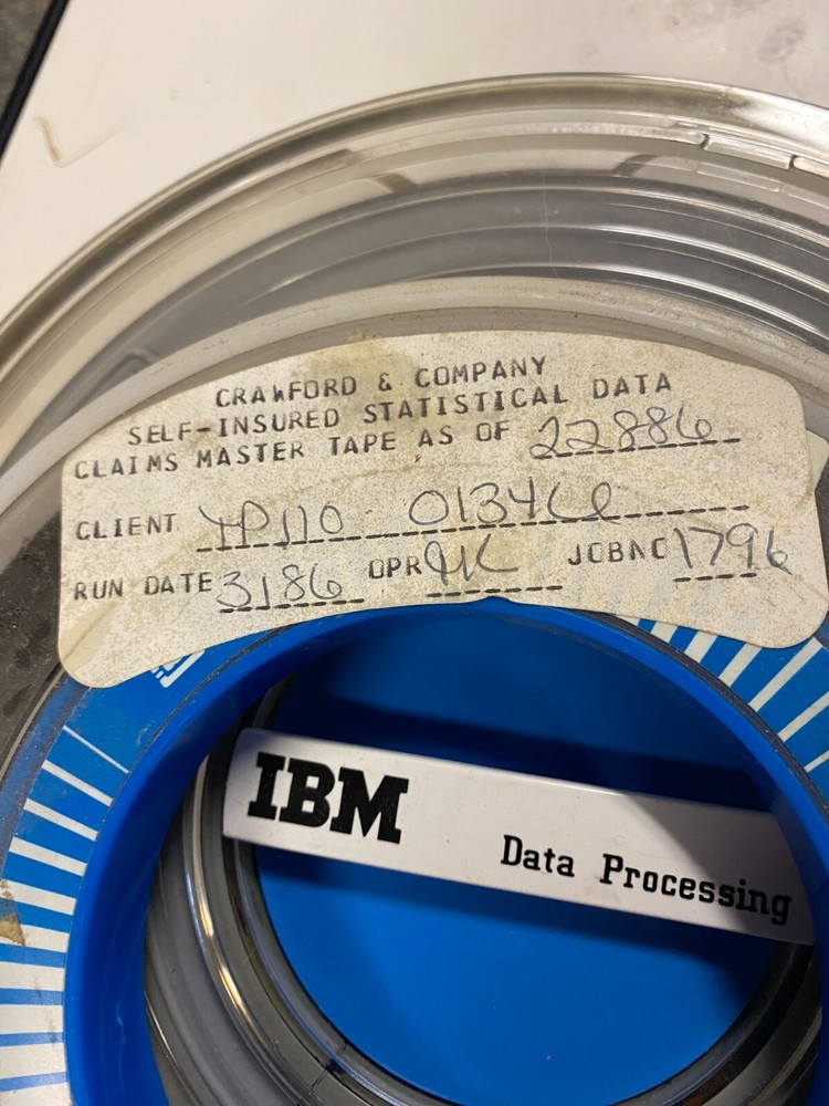 IBM Data Processing Magnetic Tape Reel STATISTICAL DATA CLAIMS MASTER TAPE