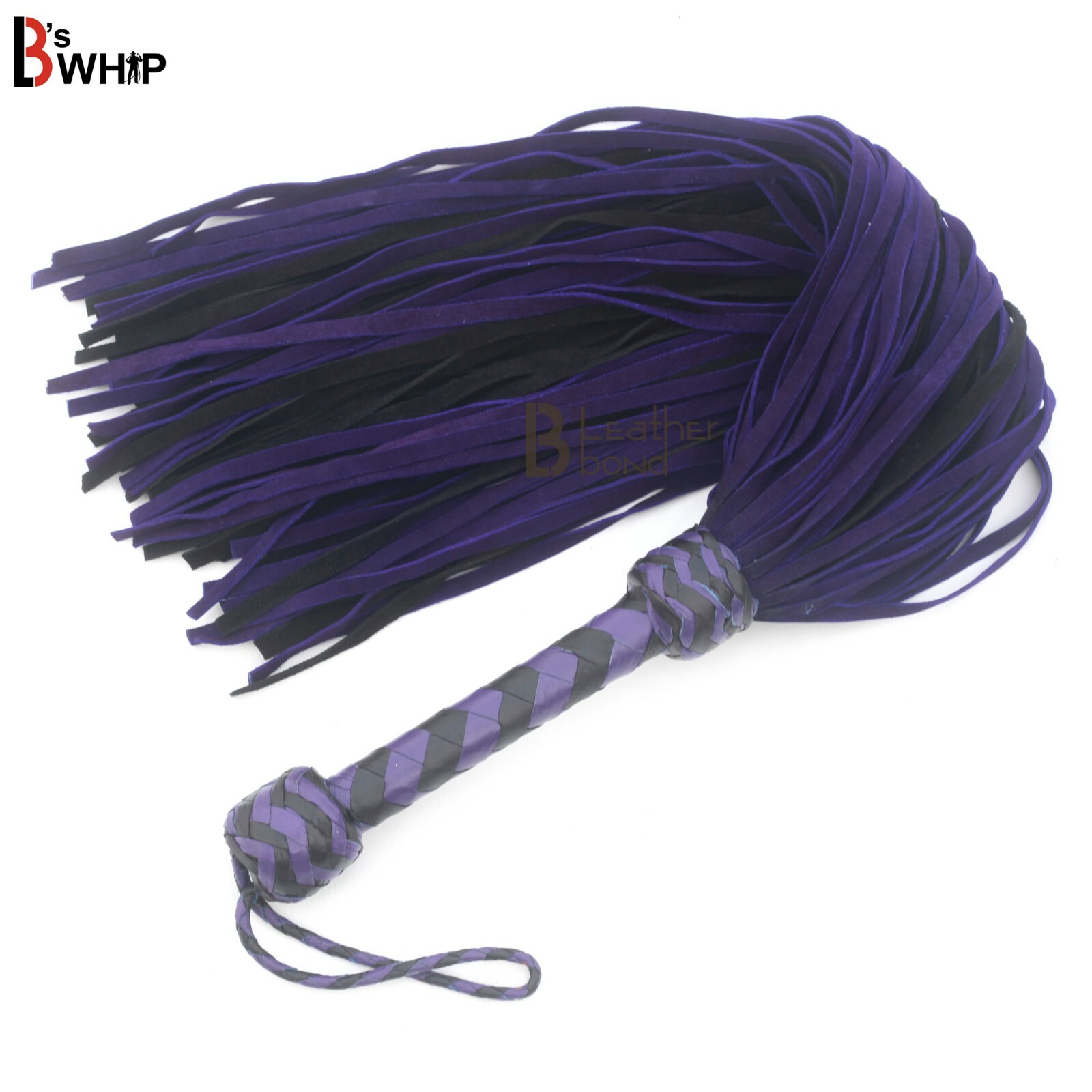 Real Cowhide Suede Leather Flogger 75 Falls Purple Black Heavy Thuddy whip