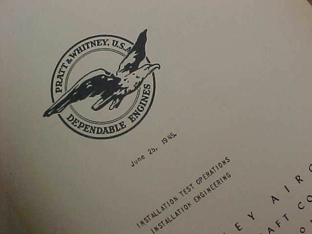 ORIGINAL WWII 1945 PRATT WHITNEY R-2000-9 ENGINE SPECIFIC OPERATING INSTRUCTIONS