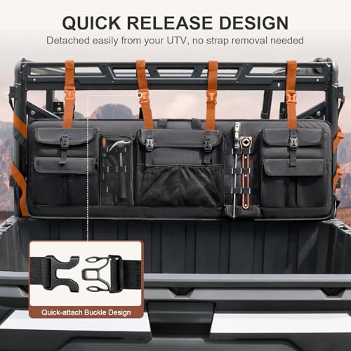 Double UTV Tool Carrier Soft Case, Quick Release Hunting Tool Bag Rack Black