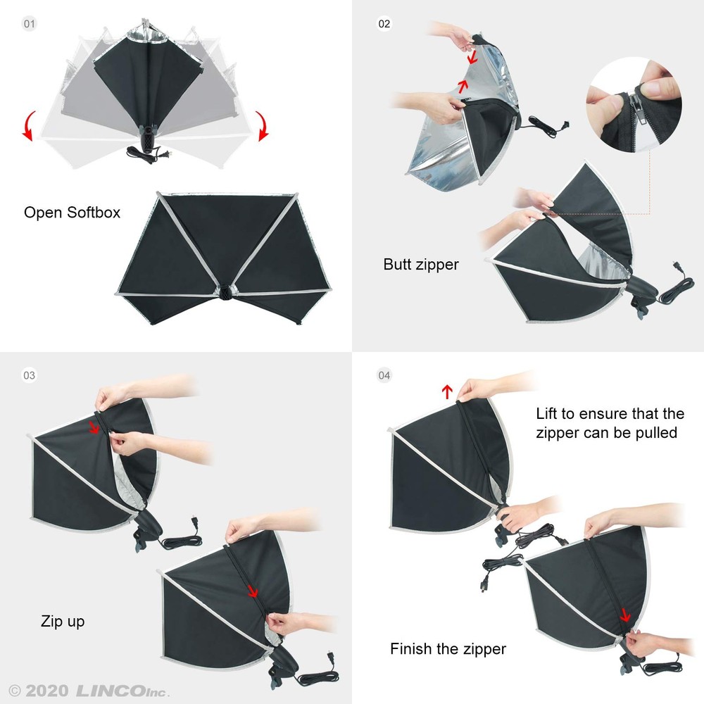 Tabletop Softbox LED Lighting Kit 8x8 Photo Video Light