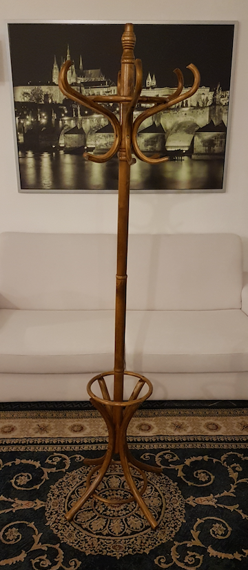 New hat and coat wood hanger rack stand antique style suspender peg