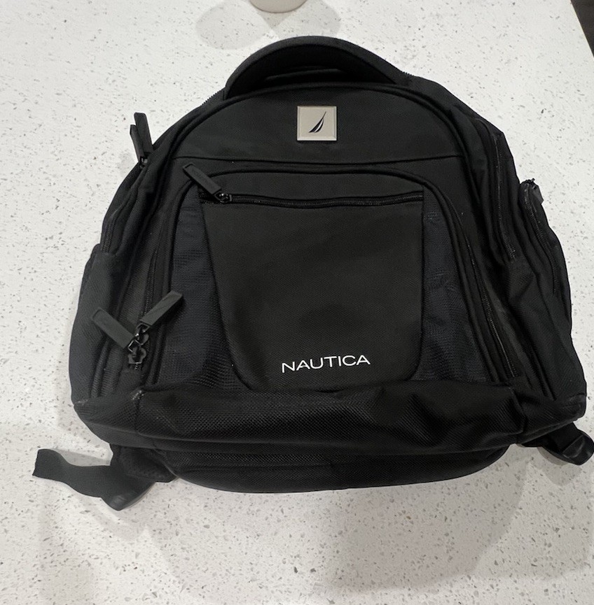 Nautica Logo Padded Back & Straps Polyester Backpack Black