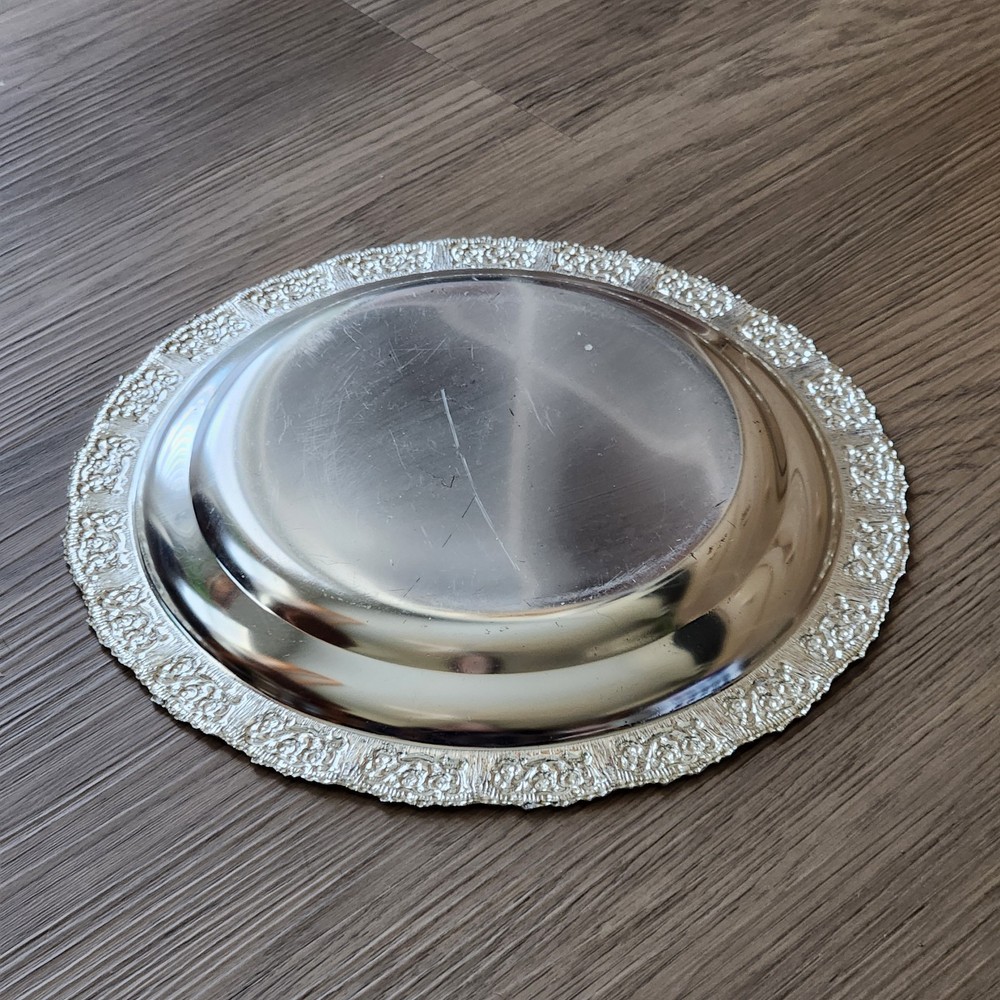 Silver Plated Round Tray Plate Nut Candy Serving Dish Vintage Silverplate 8.5"