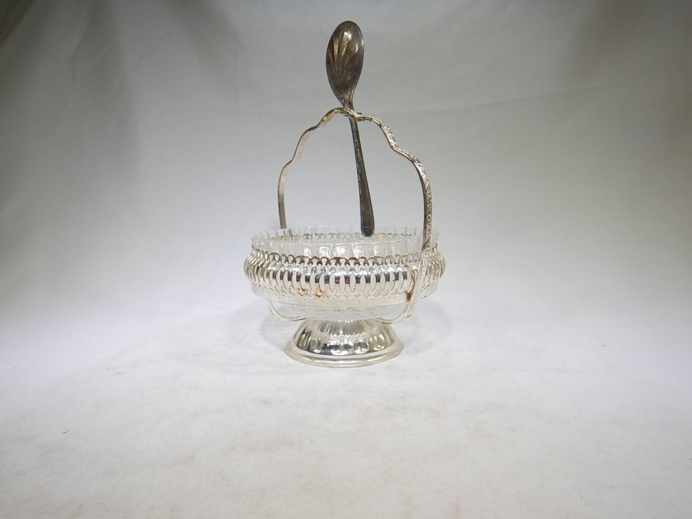 Vintage Mayell Silver Plated Tableware Jam Marmalade Sugar Dish Spoon TF